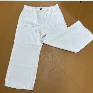 Zara White Wide Leg Linen Pants